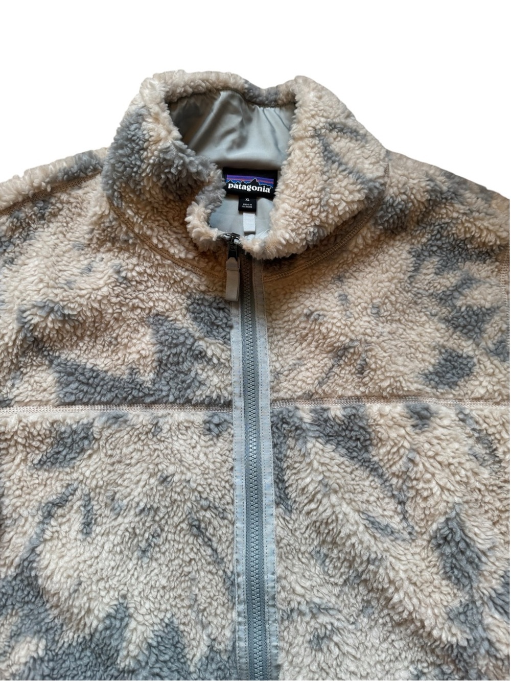 Patagonia Women’s Lunar Frost Zip Up Fleece Jacket Cream Gray XL - Picture 4 of 5